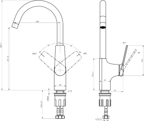 Смеситель для кухни STWORKI HDA5708XH2 в Новокубанске