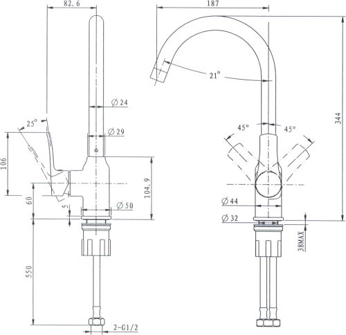 Смеситель для кухни STWORKI HWX0603-P01BK в Новокубанске