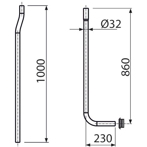 Alca Plast A95 Водосливная труба 32 мм, состоящая из двух частей + прокладка гофрированная в Новокубанске