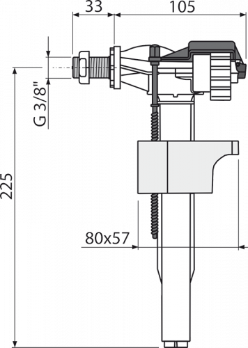 A16M-3/8" Впускной механизм с боковой подводкой и металлической резьбой для пластиковых бачков и скрытых систем инсталляции замена на А160Р-3/8“ Alca Plast в Новокубанске